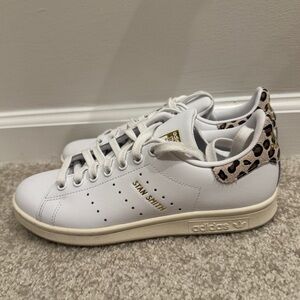 Adidas Stan Smith White with Leopard and Gold Accents